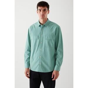 COS Overshirt Mens Large Mint Green Utility Relaxed‎ Fit Button Down Pockets
